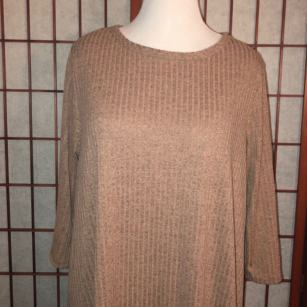 Light Brown Ribbed Dress - Picture 2 of 8